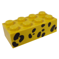 Brick 2 x 4 with Black Animal Spots Pattern