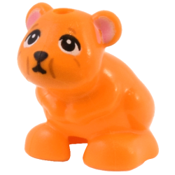Hamster / Mouse, Friends Style with Black Eyes, Nose, and Mouth, Dark Orange Lines, and Bright Pink Ears Pattern (Nibbler)