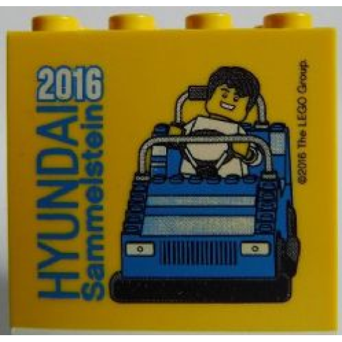 Деталь LEGO 30144pb181 Brick 2 x 4 x 3 with HYUNDAI Sammelstein 2016 Pattern