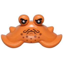 Minifigure, Head, Modified Crab with Black Eyes, Fu Manchu Moustache and Reddish Brown Spots Pattern