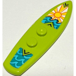 Minifigure, Utensil Surfboard Standard with Yellow Sun, Dark Azure Sea and Medium Azure Waves Pattern (Stickers) - Set 41428