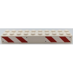 Brick 2 x 10 with Red and White Danger Stripes and Rivets Pattern Model Right Side (Stickers) - Set 75917 Brick 2 x 10 with Red and White Danger Stripes and Rivets Pattern Model Right Side (Stickers) - Set 75917