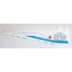 Wedge 10 x 3 Left with Dark Azure Stripe, Light Bluish Gray Shuriken Throwing Star and Red Triangle Pattern (Sticker) - Set 70673 Wedge 10 x 3 Left with Dark Azure Stripe, Light Bluish Gray Shuriken Throwing Star and Red Triangle Pattern (Sticker) - Set 70673