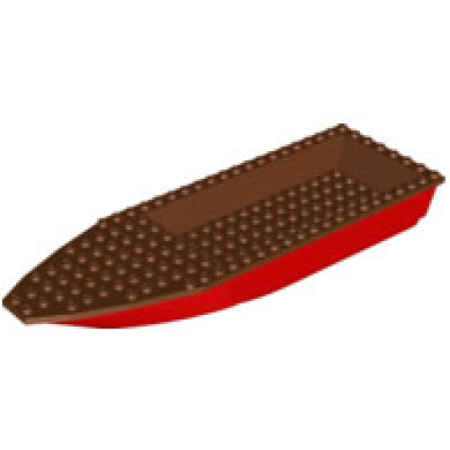 Деталь LEGO 92710c03 Boat, Hull Unitary 28 x 8 with Reddish Brown Top (92710 / 92711) - Red