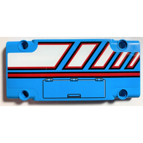 Деталь LEGO 64782pb058R Technic, Panel Plate 5 x 11 x 1 with Red Line, White Polygons Outlined in Red and Hatch Pattern Model Right Side (Sticker) - Set 42070