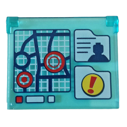 Glass for Window 1 x 4 x 3 - Opening with Map, Minifigure Silhouette and Exclamation Mark Pattern