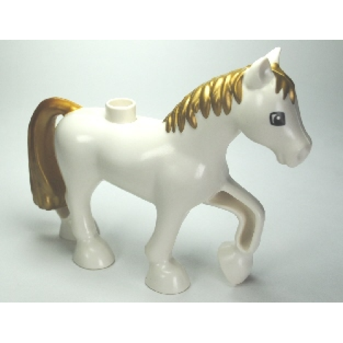 Деталь LEGO 3426pb02 Duplo Horse with Gold Mane and Tail Pattern