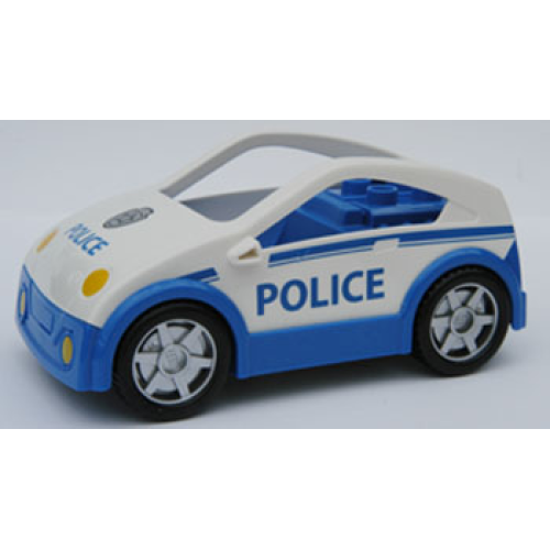 Деталь LEGO 53899c01pb01 Duplo Car Coupe with Blue Base, Headlights, Star Badge and 'POLICE' Pattern