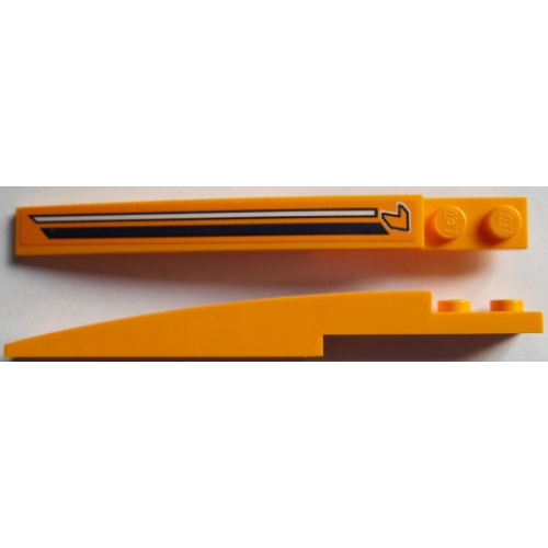 Деталь LEGO 85970pb021L Slope, Curved 10 x 1 with Dark Blue and White Stripes Pattern Model Left Side (Sticker) - Set 60151