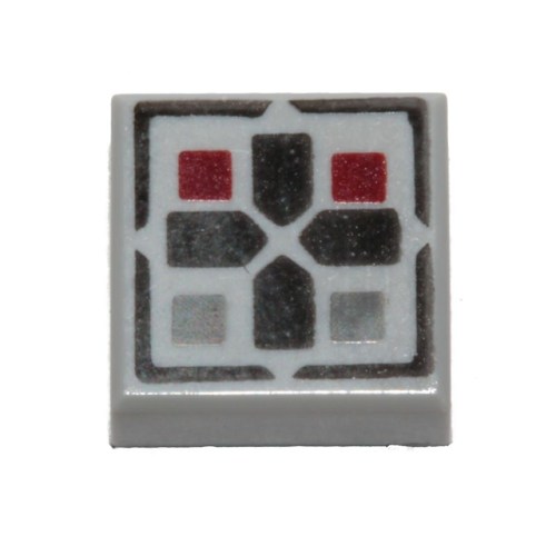 Деталь LEGO 3070pb096 Tile 1 x 1 with Black Cross and Dark Red and Dark Bluish Gray Buttons Pattern