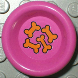 Minifigure, Utensil Dish 3 x 3 with Orange Dog Biscuits Pattern