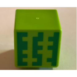 Minifigure, Head, Modified Cube with Pixelated Vertical Green Stripes Pattern (Minecraft Melon)