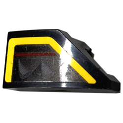 Wedge 2 x 1 x 2/3 Left with Taillight with Dark Red Line and Yellow Bent Stripe Pattern (Sticker) - Set 76907