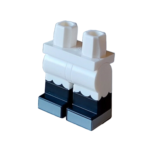 Деталь LEGO 970c00pb1545 Hips and Legs with Molded Black Lower Legs / Boots and Printed Ruffles and Light Bluish Gray Shoes Pattern