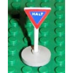 Road Sign with Post, Triangle Inverted with Halt Pattern, Type 2 Base