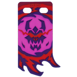Plastic Part for Set 71832 - Banner Flag with Red Energy and Dark Purple Dragon Head on Magenta Background Pattern