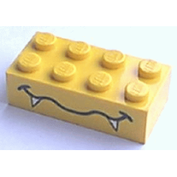 Brick 2 x 4 with Black Wavy Mouth and White Fangs Pattern