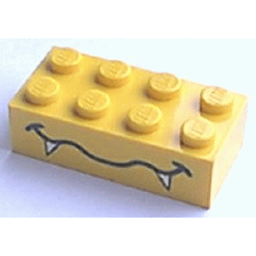 Деталь LEGO 3001pb012 Brick 2 x 4 with Black Wavy Mouth and White Fangs Pattern