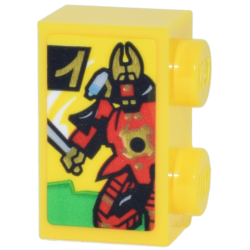 Brick 1 x 2 with Red, Black and Gold Samurai Mech and Ninjago Logogram Letter X Pattern (Sticker) - Set 71837