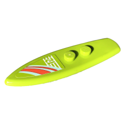Minifigure, Utensil Surfboard Standard with Number 12 and Coral, Light Aqua and White Stripes Pattern (Sticker) - Set 41697