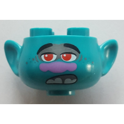 Minifigure, Head, Modified Trolls with Black Eyebrows, Red Eyes, Dark Bluish Gray Eye Shadow and Freckles, Medium Lavender Nose, Open Mouth with Bottom Teeth Pattern Minifigure, Head, Modified Trolls with Black Eyebrows, Red Eyes, Dark Bluish Gray Eye Shadow and Freckles, Medium Lavender Nose, Open Mouth with Bottom Teeth Pattern