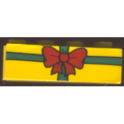 Brick 2 x 4 with Present / Gift with Red Bow Pattern (Sticker) - Set 4165