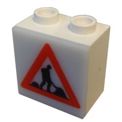 Electric, Light 1 1/8 x 2 x 1 2/3 Cabinet with Lamp Holes (Sign Back) with Milky White Electric, Light 2 x 2 Clip-On Plate with Men Working Pattern (2383 / 2384pb01)