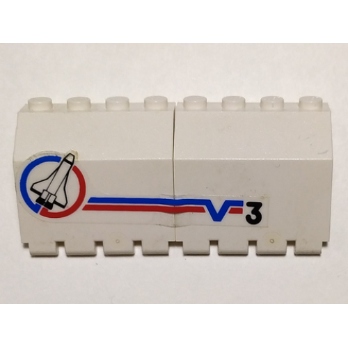 Деталь LEGO BA121pb01R Stickered Assembly 8 x 2 x 3 1/3 with Shuttle and Number 3 Pattern Model Right Side (Sticker) - Set 6544 - 2 Hinge Panel 2 x 4 x 3 1/3