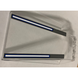 Windscreen 12 x 6 x 2 with Locking Dual 2 Fingers Hinge with SW Dark Bluish Gray, Dark Blue and White Stripes Pattern (Stickers) - Set 75155