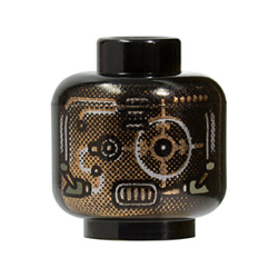 Minifigure, Head Alien with Copper Skin and Silver Eyepiece Pattern