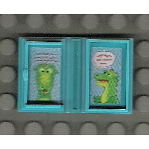 Деталь LEGO 33009pb019 Minifigure, Utensil Book 2 x 3 with Dragon Pattern (Stickers) - Set 3152