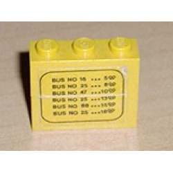 Stickered Assembly 3 x 1 x 2 with Bus Schedule Pattern (Sticker) - Set 379-1 - 2 Brick 1 x 3