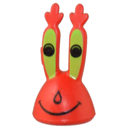 Minifigure, Head, Modified Mr. Krabs with Lime Eyes and Black Smile Pattern