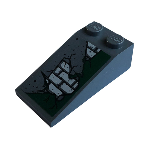 Деталь LEGO 30363pb041 Slope 18 4 x 2 with Bricks and Dark Green Moss Pattern (Sticker) - Set 70420
