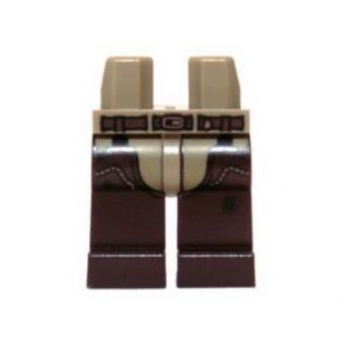 Деталь LEGO 970c120pb03 Hips and Dark Brown Legs with Dark Brown Belt and Chaps Pattern
