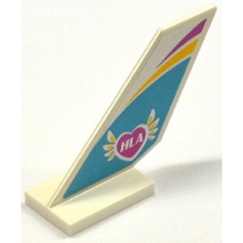 Деталь LEGO 6239pb052 Tail Shuttle with Yellow and Magenta Stripes and 'HLA' in Winged Heart on Medium Azure Background Pattern on Both Sides (Stickers) - Set 41100