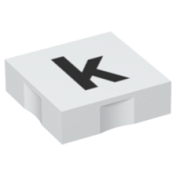Duplo, Tile 2 x 2 with Black Lowercase Letter k Pattern Duplo, Tile 2 x 2 with Black Lowercase Letter k Pattern