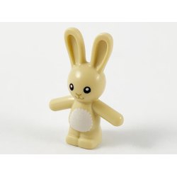 Bunny / Rabbit Standing with Black Eyes, Dark Tan Nose and Mouth, White Stomach Pattern