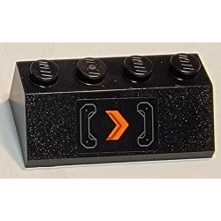 Slope 45 2 x 4 with Orange Chevron and Handles Pattern Model Right Side (Sticker) - Set 77905 Slope 45 2 x 4 with Orange Chevron and Handles Pattern Model Right Side (Sticker) - Set 77905