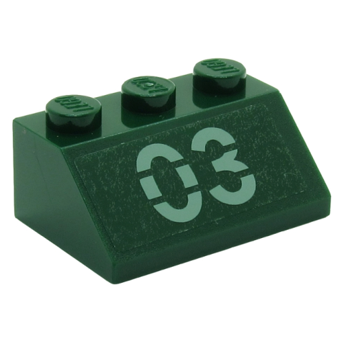 Деталь LEGO 3038pb05 Slope 45 2 x 3 with Sand Green '03' Pattern (Sticker) - Set 7626