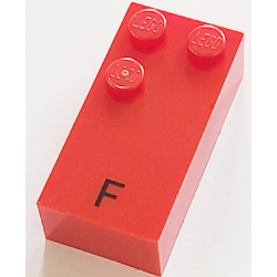 Brick, Braille 2 x 4 with 3 Studs with Black Capital Letter F Pattern (dots-124 ⠋) (French with Antoine Numbers)