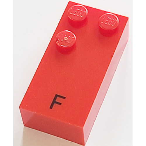 Деталь LEGO 60220pb02 Brick, Braille 2 x 4 with 3 Studs with Black Capital Letter F Pattern (dots-124 ⠋) (French with Antoine Numbers)