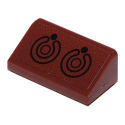 Slope 30 1 x 2 x 2/3 with 2 Black Circles, Open Circles and Dots on Reddish Brown Background Pattern (Sticker) - Set 75254