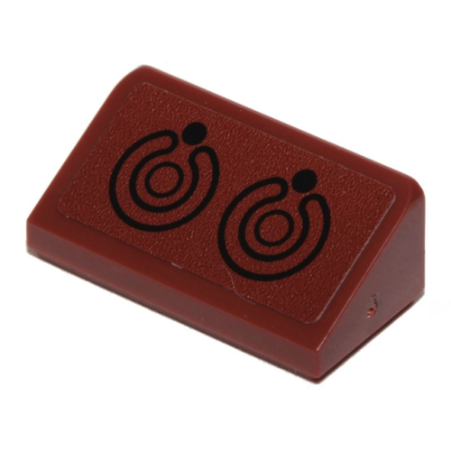 Деталь LEGO 85984pb232 Slope 30 1 x 2 x 2/3 with 2 Black Circles, Open Circles and Dots on Reddish Brown Background Pattern (Sticker) - Set 75254