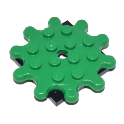 Turntable 4 x 4 x 2/3 Gear 10 Tooth with Black Square Base, Free-Spinning (35443 / 61485) - Green Turntable 4 x 4 x 2/3 Gear 10 Tooth with Black Square Base, Free-Spinning (35443 / 61485) - Green