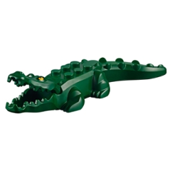 Alligator / Crocodile with 20 Teeth with Yellow Eyes with White Glints Pattern with Light Bluish Gray Technic, Pin 1/2