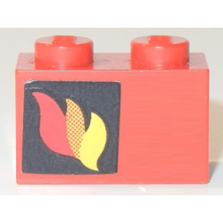 Brick 1 x 2 with Classic Fire Logo Pattern Left Side (Sticker) - Sets 556 / 672 Brick 1 x 2 with Classic Fire Logo Pattern Left Side (Sticker) - Sets 556 / 672