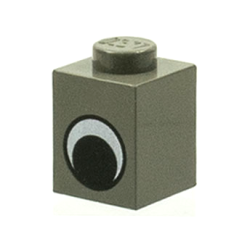 Brick 1 x 1 with Black and White Eye without Pupil Pattern - Dark Gray Brick 1 x 1 with Black and White Eye without Pupil Pattern - Dark Gray