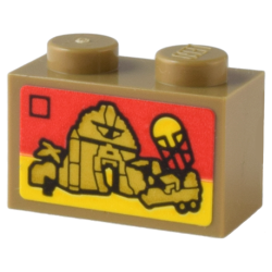 Brick 1 x 2 with LEGO Adventurers Set 5988 Pharaoh's Forbidden Ruins Box Art Pattern (Sticker) - Set 80036 Brick 1 x 2 with LEGO Adventurers Set 5988 Pharaoh's Forbidden Ruins Box Art Pattern (Sticker) - Set 80036