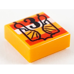 Tile 1 x 1 with Black '3', Red and White Stripes Pattern Tile 1 x 1 with Black '3', Red and White Stripes Pattern